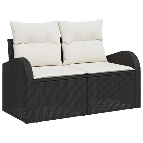vidaXL Tuin Sofa Set met opslag 6 pcs Zwart Poly riet