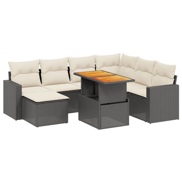 vidaXL 8-delige Loungeset met kussens poly rattan zwart