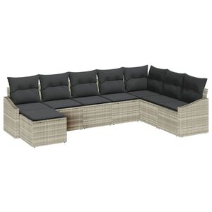 vidaXL Tuin Sofa Set met kussen 8 pcs Lichtgrijs poly rattan