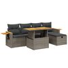 vidaXL 6-delige Loungeset met kussens poly rattan grijs
