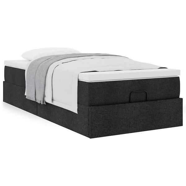 vidaXL Ottoman bed met matras 80x200cm stof zwart