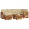 vidaXL Hoekbank Set 7 pcs Natuurlijk en Beige Massief Acaciahout