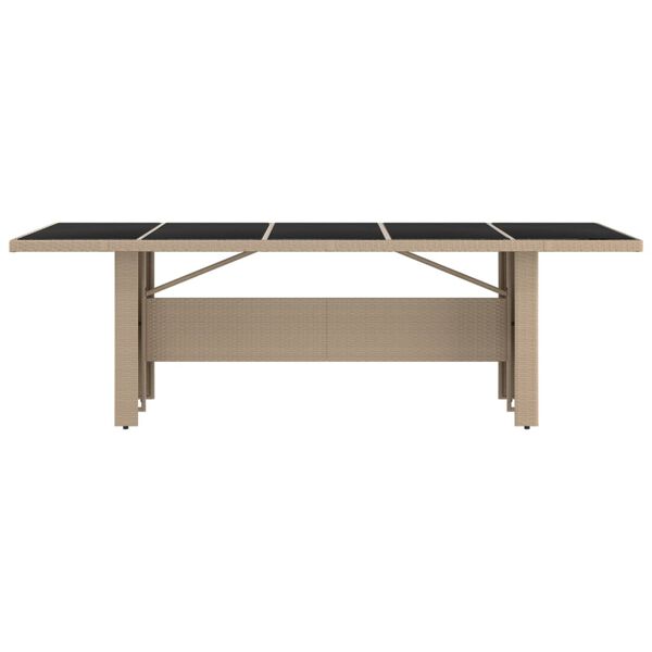 vidaXL Tuintafel met glazen blad poly rattan en gehard glas beige