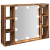 vidaXL Spiegelkast met LED 76x15x55 cm bewerkt hout oud houtkleurig