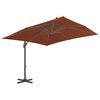 vidaXL Zwevende parasol met aluminium paal terracotta 400x300 cm
