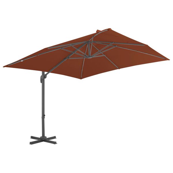 vidaXL Zwevende parasol met aluminium paal terracotta 400x300 cm