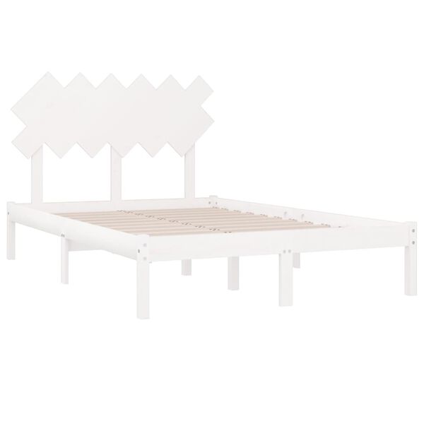 vidaXL Bedframe massief hout wit 120x190 cm