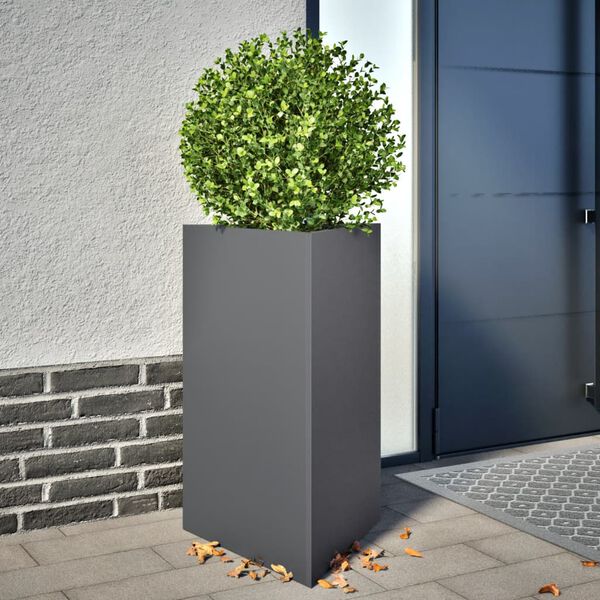 vidaXL Plantenbak driehoek 50x43x75 cm staal antracietkleurig