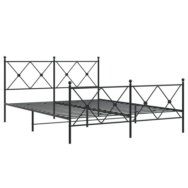 vidaXL Bedframe met hoofd- en voeteneinde metaal zwart 150x200 cm