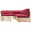 vidaXL 4-delige Loungeset pallet met rode kussens hout