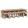 vidaXL 15-delige Tuinset met kussens poly rattan beige
