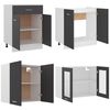 vidaXL 4-delige Keukenkastenset met aanrecht spaanplaat grijs