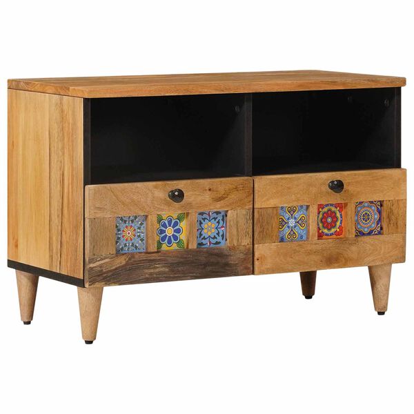 vidaXL TV-kast met lade Naturel 70 x 33 x 46 cm Massief Mango Hout