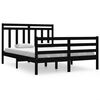 vidaXL Bedframe massief hout zwart 135x190 cm
