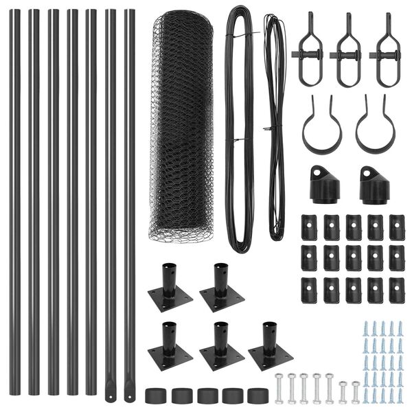 vidaXL Afrasteringspaal Grijs 10 x 0,5 m (13 mm gaas) Staal en PVC
