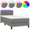 vidaXL Boxspring met matras en LED stof donkergrijs 90x190 cm