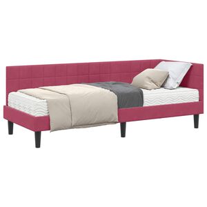 vidaXL Hoekbedframe met Matras 2 st Wijnrood 80 x 200 cm Fluweel