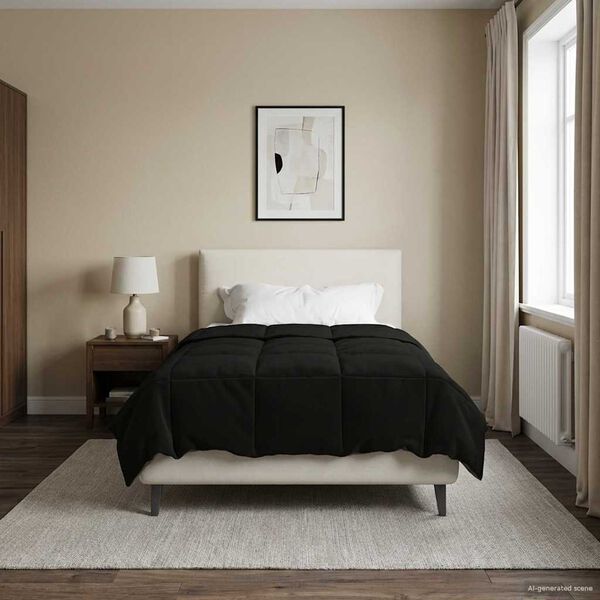 vidaXL Vol jaar dekbed Gekwilt Zwart 140 x 220 cm Microfiber