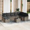 vidaXL Tuin Sofa Set met kussen met opslag 9 pcs Grijs poly rattan