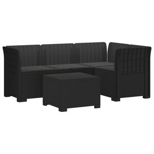 vidaXL 4-Persoons Tuinbank met Kussens Rieten Look PP Antraciet