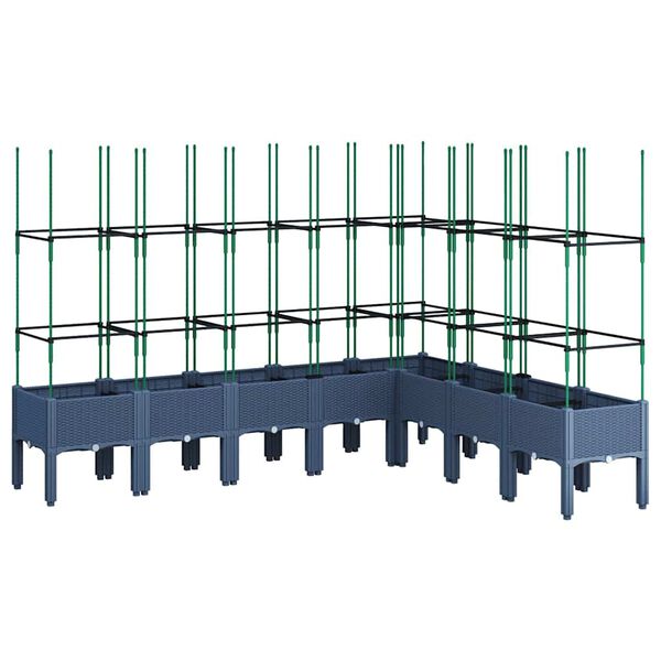 vidaXL Plantenbak met latwerk 200x160x142,5 cm polypropeen blauwgrijs