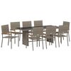vidaXL Tuin eettafelset 9 st Grijs poly rattan