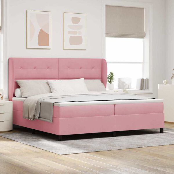vidaXL Boxspringbed met matras Roze 200 x 200 cm Polyester