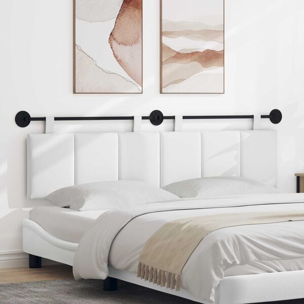 vidaXL Hangend Hoofdeinde Wandgemonteerd Wit 190 x 55 x 5 cm Stof