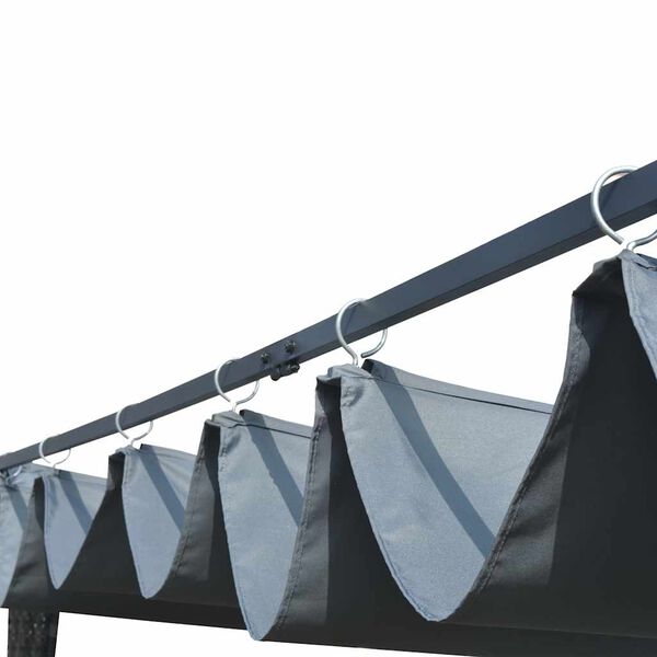 vidaXL Prieel met dak 300x300x220 cm poly rattan grijs en antraciet