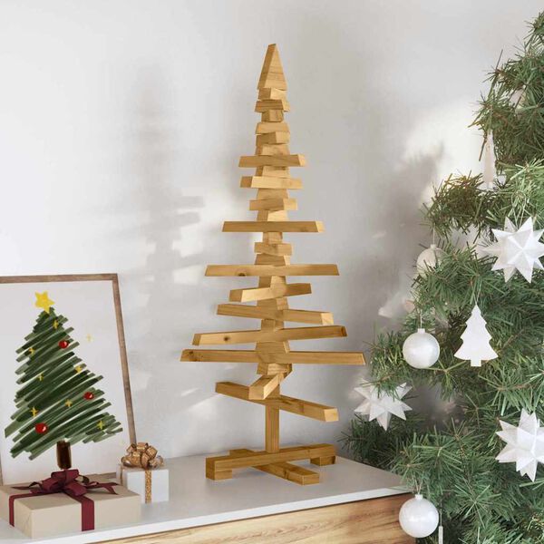 vidaXL Houten kerstboom met standaard Bruin 90 cm Massief grenenhout