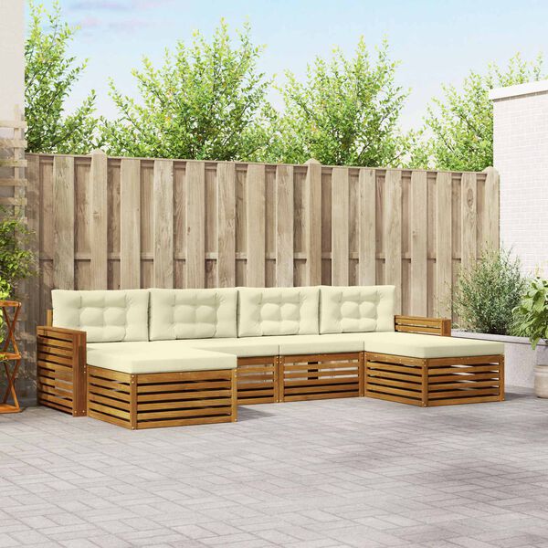 vidaXL Sofa-Sets 6 pcs Natuurlijk en Cr&egrave;me Massief Acaciahout