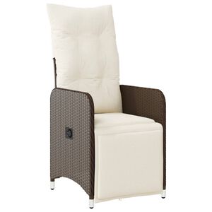 vidaXL Tuinstoel verstelbaar met kussens poly rattan bruin