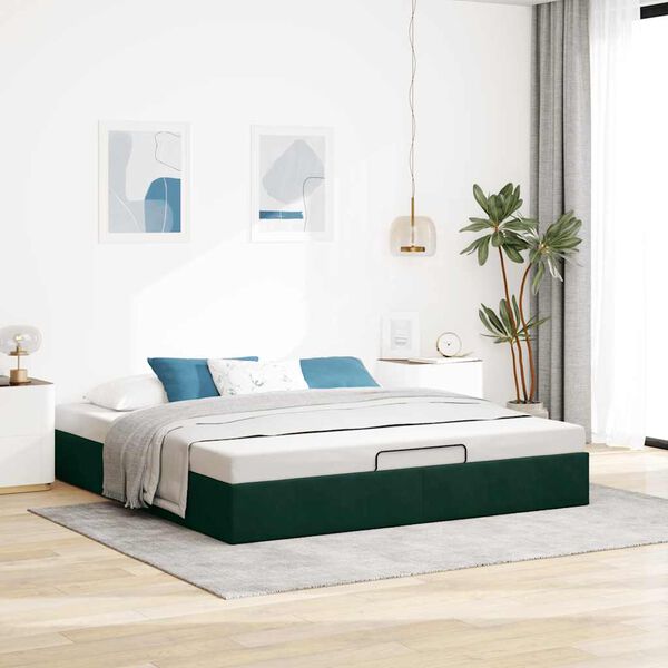 vidaXL Ottoman bedframe zonder matras 200x200 cm fluweel donkergroen