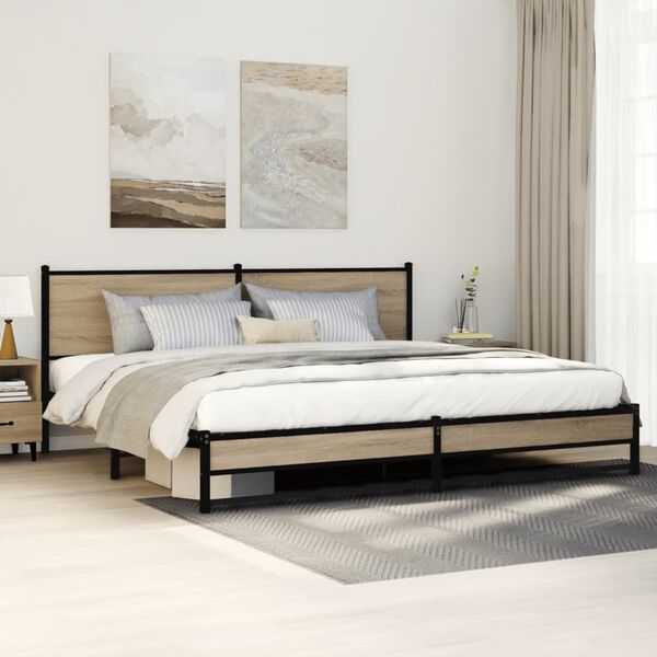vidaXL Bedframe zonder matras metaal sonoma eikenkleurig 193x203 cm