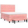 vidaXL Boxspring met matras fluweel roze 140x190 cm