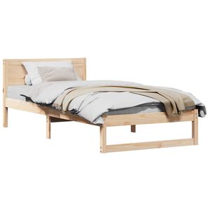 vidaXL Bedframe met hoofdeinde Naturel 90 x 190 cm Massief grenenhout