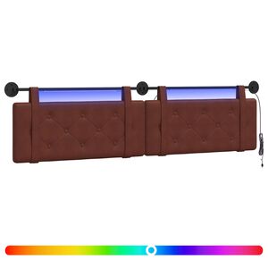 vidaXL Hangend hoofdbord Met LED-verlichting Glanzend Bruin Antiek PU