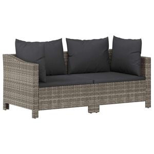 vidaXL 2-delige tuinloungeset met kussens grijs poly rattan
