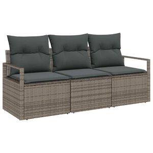 vidaXL Tuinbankenset 3 st Grijs poly rattan