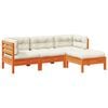 vidaXL 4-delige Loungeset met kussens massief grenenhout wasbruin