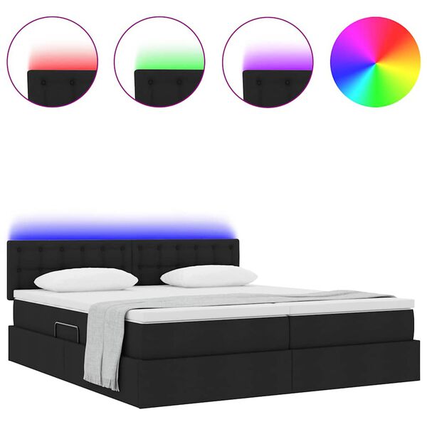 vidaXL Bed met LED-striplichten met hoofdeinde Zwart 180 x 200 cm Stof