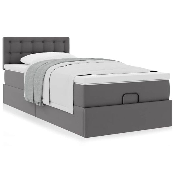 vidaXL Ottomaanse bed met matras 90x190cm kunstleer grijs
