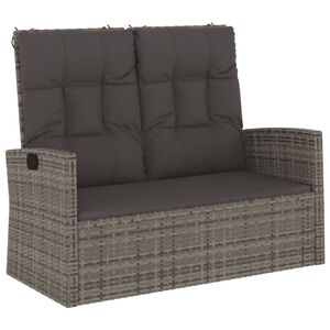 vidaXL Tuinbank verstelbaar met kussens 118 cm poly rattan grijs