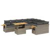 vidaXL 10-delige Loungeset met kussens poly rattan grijs