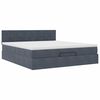 vidaXL Ottoman bed met matras en LED's 160x200cm fluweel donkergrijs
