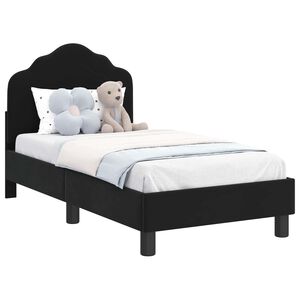 vidaXL Peuterbedframe met hoofdbord Zwart 70 x 140 cm Fluweel