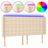 vidaXL Hoofdbord LED 203x16x118/128 cm stof cr&egrave;mekleurig
