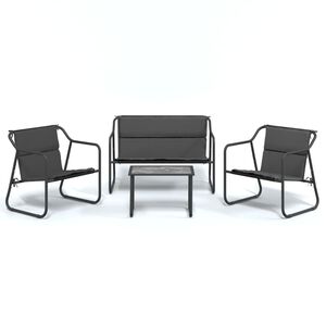 vidaXL 4-delige Loungeset met kussens staal antracietkleurig