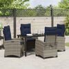 vidaXL Tuin eettafelset met kussen 5 pcs Grijs poly rattan