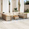 vidaXL 10-delige Loungeset met kussens poly rattan beige